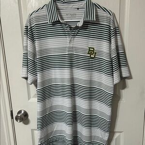 Columbia Green and White Striped Polo Shirt
